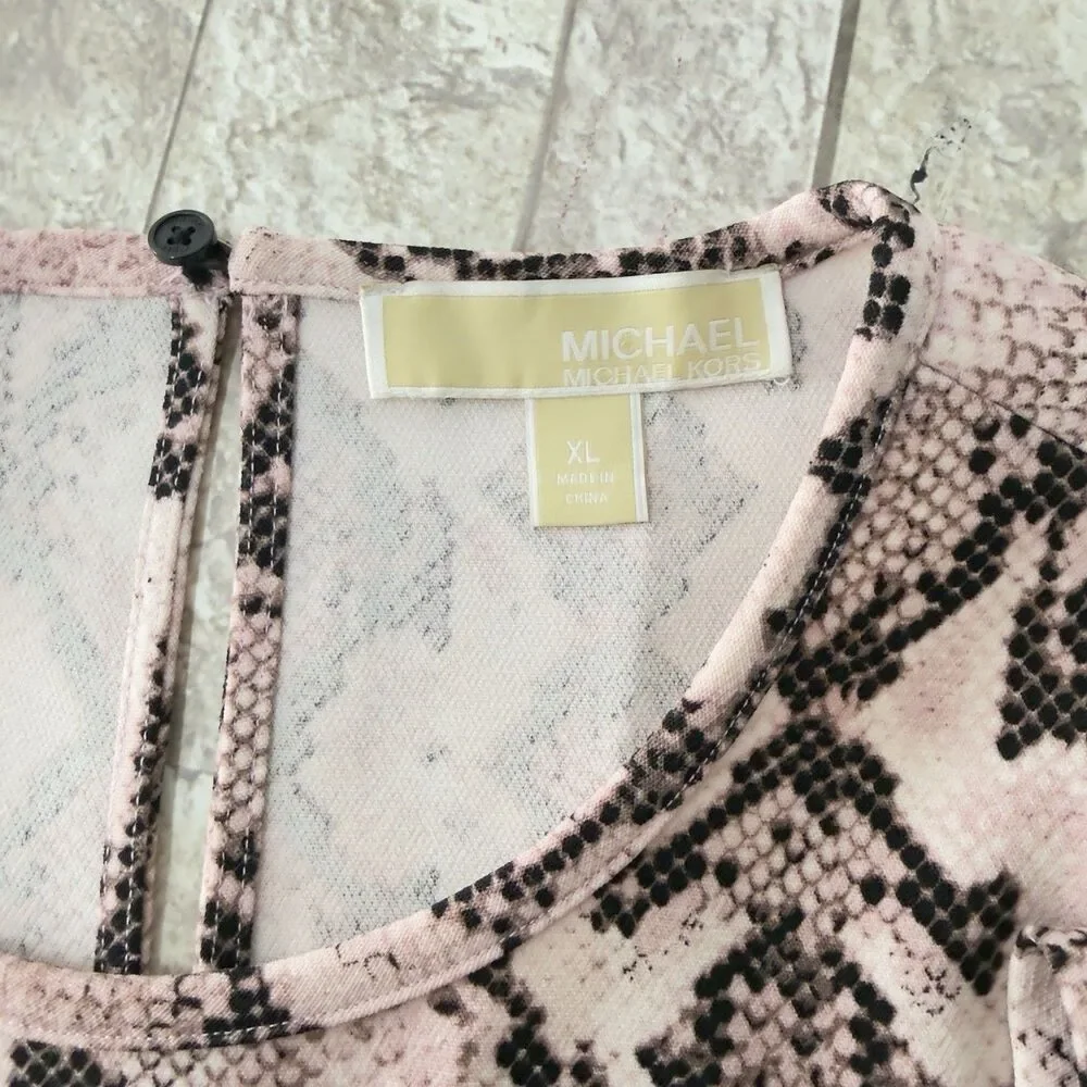 Michael Kors Snakeskin Print Dress Womens XL Short Sleeve - Picture 11 of 17